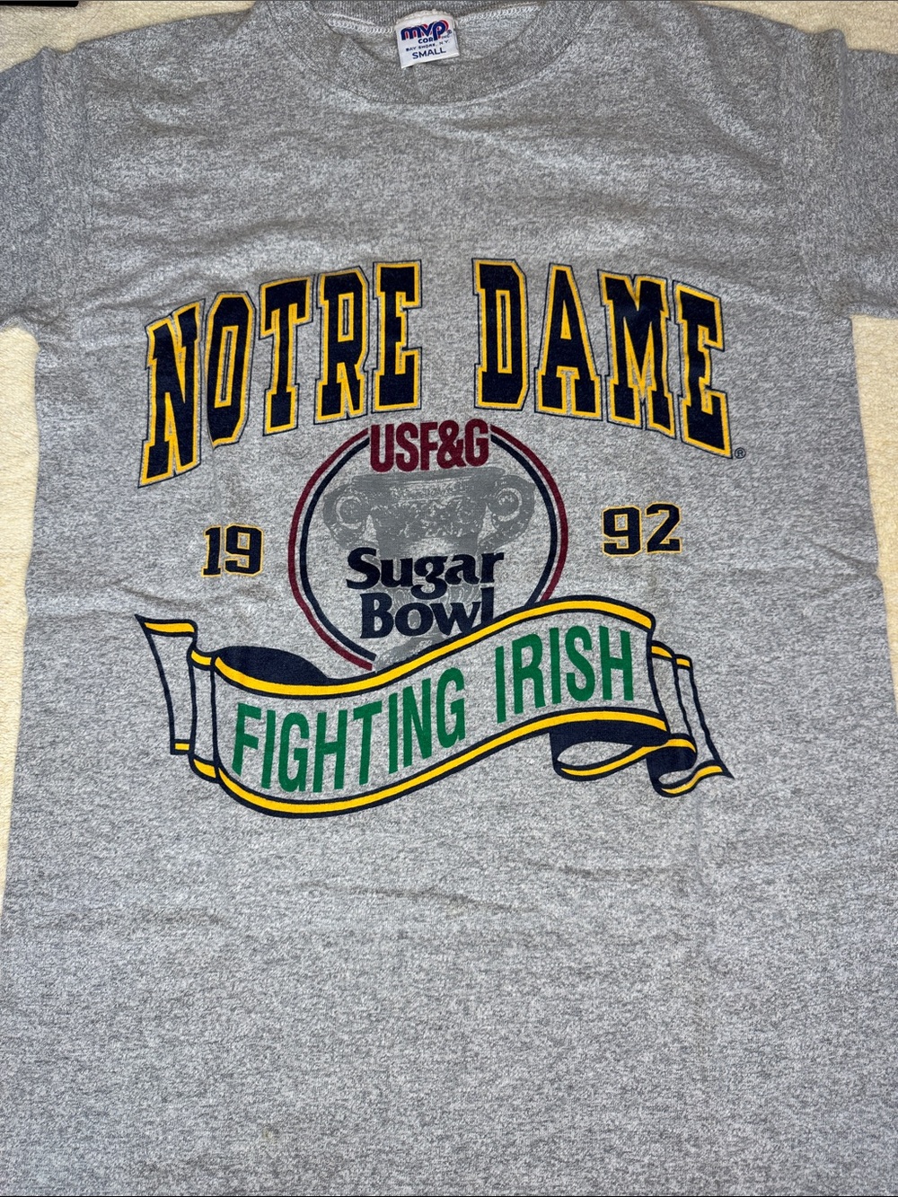 Notre Dame Fighting Irish 1992 Sugar Bowl Gray Short Sleeve Tee